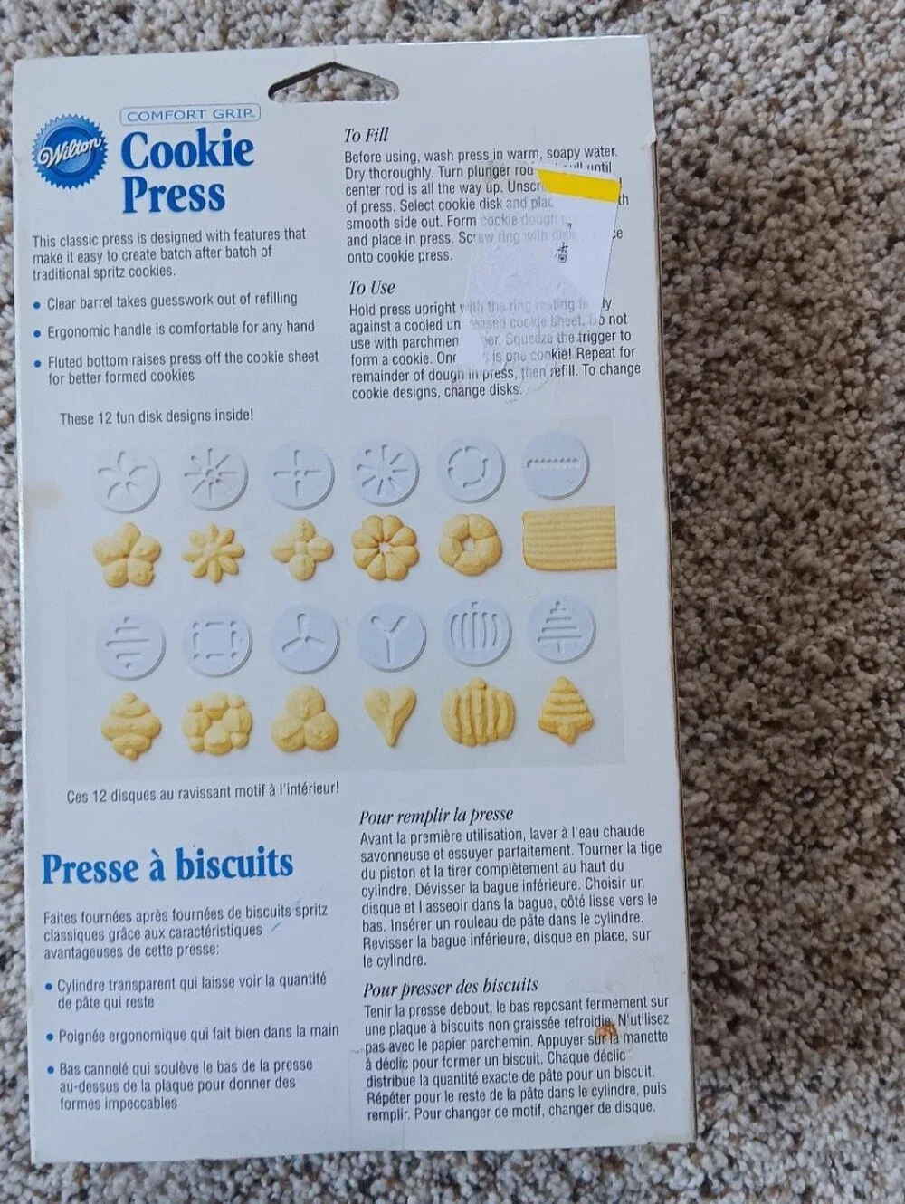 Wilton Comfort Grip Ergonomic Cookie Press   Comes With 12 Slides